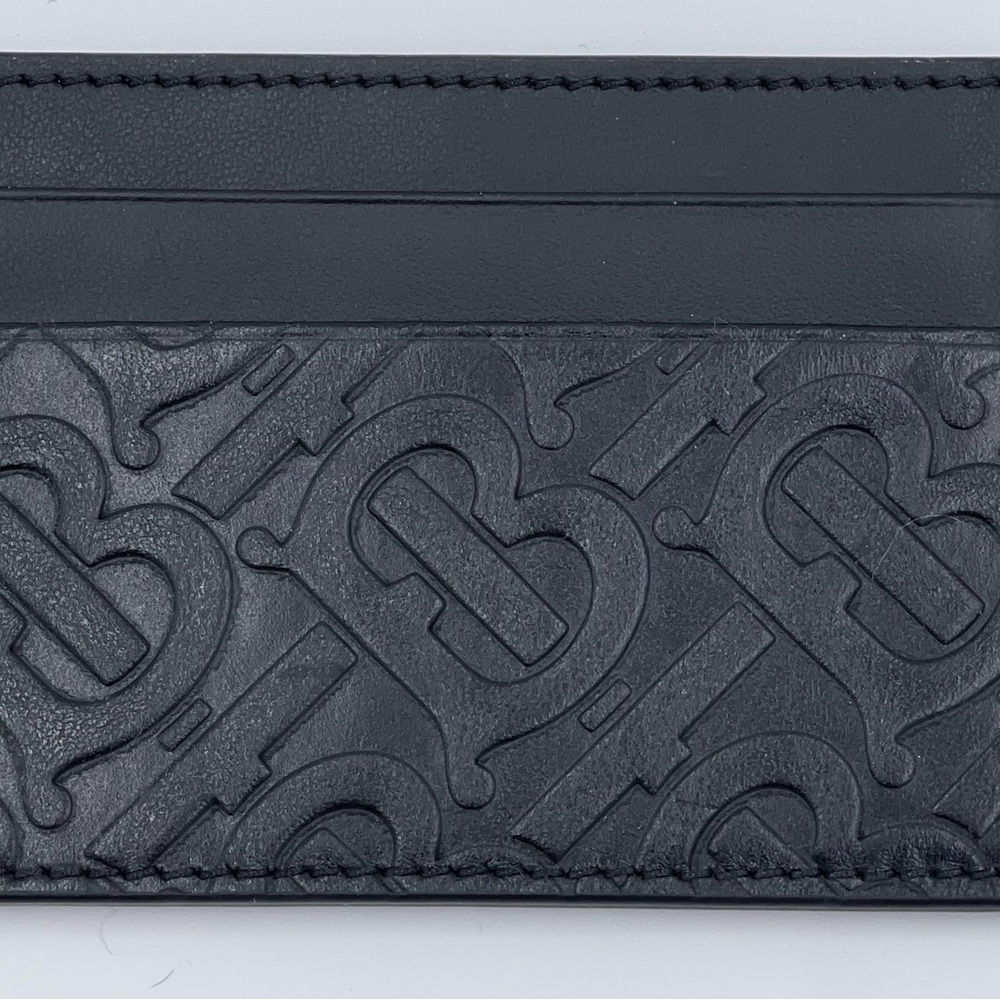 Burberry Black Leather Key Card Holder with Intricate Design